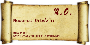 Mederus Orbán névjegykártya